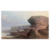 Framed Landscape Painting Signed Lower Left 26 x 14.5 in