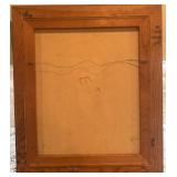 Signed 24x28 Framed Painting of Girl in Red Dress by EDEA