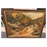 Framed 20 x 16 Signed Landscape Oil Painting by P. Rao