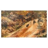Framed 20 x 16 Signed Landscape Oil Painting by P. Rao