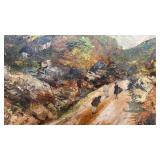 Framed 20 x 16 Signed Landscape Oil Painting by P. Rao