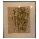 Signed Abstract Mixed Media Artwork by Noland Brown, 1969, Framed