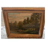 Framed Signed Landscape Oil Painting 11 1/2 x 13 1/2 Inches