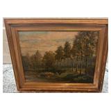 Framed Signed Landscape Oil Painting 11 1/2 x 13 1/2 Inches