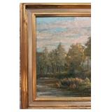 Framed Signed Landscape Oil Painting 11 1/2 x 13 1/2 Inches