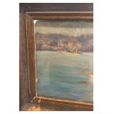 Framed Oil Painting Hudson River Sailboat Scene 12.5x10 Inches