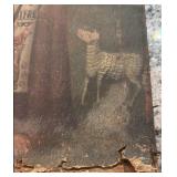 Antique Religious Oil Painting of Two Saints with Lamb