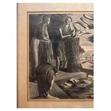Framed Unsigned Surrealist Black and White Print 17.5x14 Inches