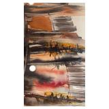 Signed Abstract Watercolor Painting Framed 20x16