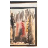 Signed Abstract Watercolor Painting Framed 20x16