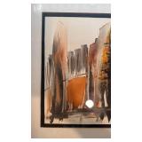 Signed Abstract Watercolor Painting Framed 20x16