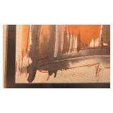 Signed Abstract Watercolor Painting Framed 20x16