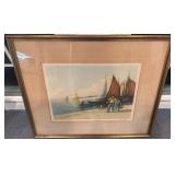 Framed Limited Edition Signed Etching by Calvaty - Nautical Scene
