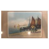 Framed Limited Edition Signed Etching by Calvaty - Nautical Scene