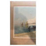 Framed Limited Edition Signed Etching by Calvaty - Nautical Scene