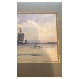 Framed Nautical Artwork Signed H. Lawrence, 24x17
