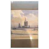 Framed Nautical Artwork Signed H. Lawrence, 24x17