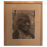 Framed Black and White Portrait Photograph 17.5 x 21 with 10 x 13 Mat Opening