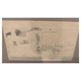 Signed Nelson R.A. 1960 Framed Abstract Pencil Drawing, 21.5x14.5
