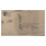 Signed Nelson R.A. 1960 Framed Abstract Pencil Drawing, 21.5x14.5