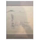Signed Nelson R.A. 1960 Framed Abstract Pencil Drawing, 21.5x14.5