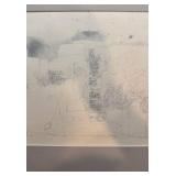Signed Nelson R.A. 1960 Framed Abstract Pencil Drawing, 21.5x14.5