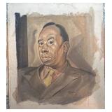 Signed 1939 Watercolor Portrait 14 x 16 by Medcalf