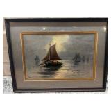 Framed Signed Sailing Boat Painting 14.5 x 11 Inches