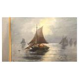 Framed Signed Sailing Boat Painting 14.5 x 11 Inches