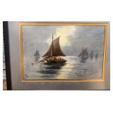 Framed Signed Sailing Boat Painting 14.5 x 11 Inches