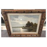 Signed Framed Landscape Painting by H. Verhaaf 21x17