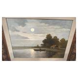 Signed Framed Landscape Painting by H. Verhaaf 21x17
