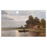 Signed Framed Landscape Painting by H. Verhaaf 21x17