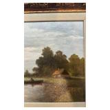 Signed Framed Landscape Painting by H. Verhaaf 21x17