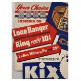 1942 Lone Ranger Cereal Premium Mail-In Ad Card with Secret Compartment Ring and Military Pin Offer