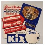 1942 Lone Ranger Cereal Premium Mail-In Ad Card with Secret Compartment Ring and Military Pin Offer