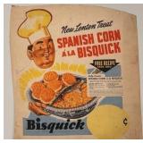 Vintage Bisquick Spanish Corn Recipe Card Advert with Chef Illustration