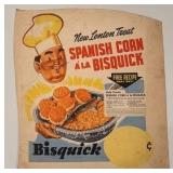 Vintage Bisquick Spanish Corn Recipe Card Advert with Chef Illustration