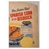 Vintage Bisquick Spanish Corn Recipe Card Advert with Chef Illustration