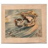 Salvador Dali Signed Limited Edition Lithograph 25.5 x 19.5