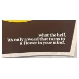 Signed 20x26 Abstract Art Poster with Quote and Weed Motif