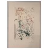 Salvador Dali Signed Limited Edition Etching Nude with Flowers 15 x 22.5