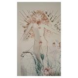 Salvador Dali Signed Limited Edition Etching Nude with Flowers 15 x 22.5