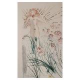 Salvador Dali Signed Limited Edition Etching Nude with Flowers 15 x 22.5