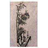 Asian Ink Bamboo Wall Art on Textured Paper 15 x 22