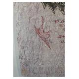 15 x 22 Asian Dragon Boat Ink Artwork on Handmade Paper