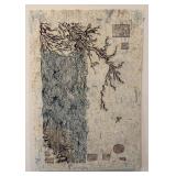 15 x 22 Asian-Inspired Abstract Ink Artwork on Handmade Paper