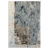 15 x 22 Asian-Inspired Abstract Ink Artwork on Handmade Paper