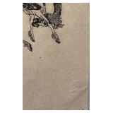 Ink Illustration of Horse and Rider on Handmade Paper 15 x 22