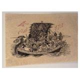 Handmade Asian Art Print on Mulberry Paper, 15 x 22 in
